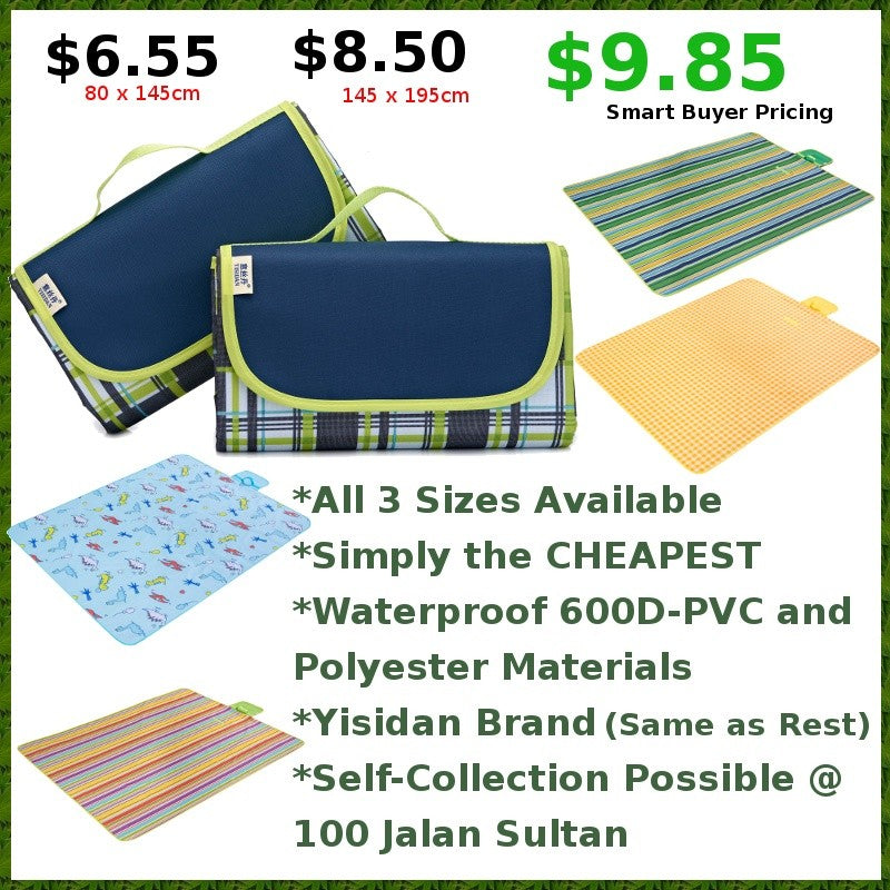 Picnic Mat - Beach Waterproof Camping Folding Travel Largest In Market (195x200cm & 145x200cm) - SG Stock