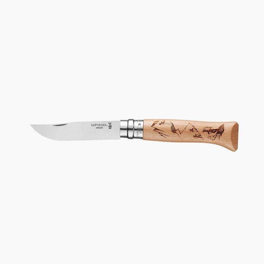Opinel No. 8 Stainless Knife Engraved Series Fish, Bike, Hiking & Landscape