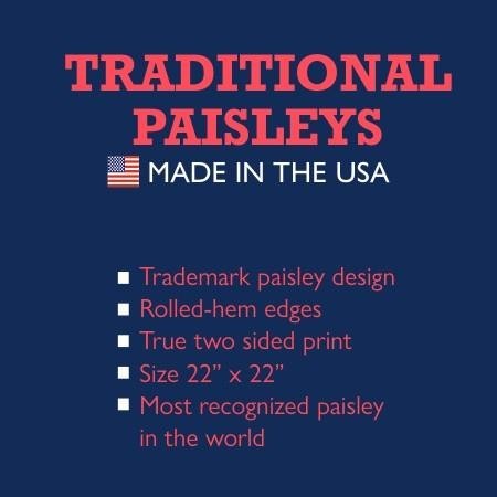 The Bandana Co USA-Made Bandanas 56x56cm 100% Cotton - Traditional Paisley 22x22 inches