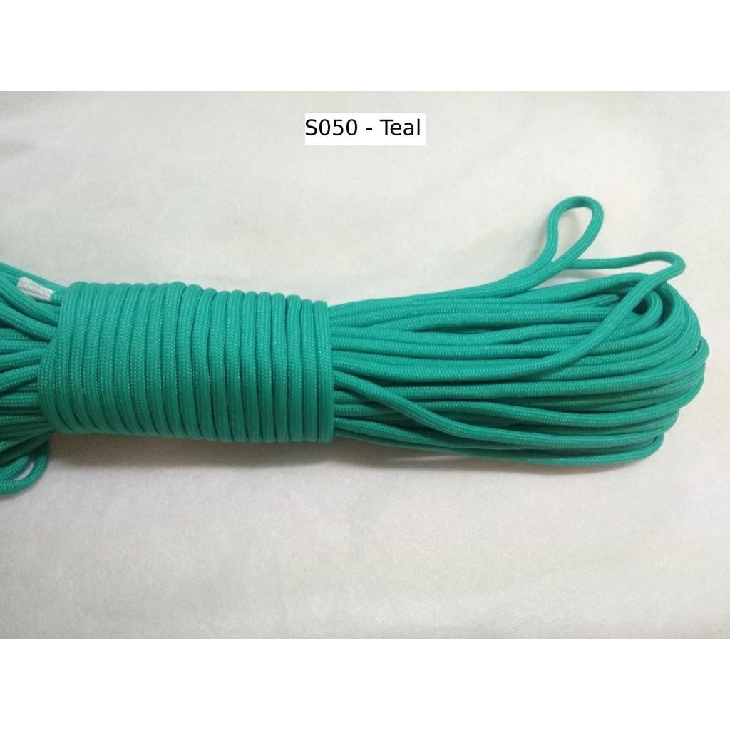 550 Paracord 100ft (30m) Solid Colours - Blues, Greens, Oranges, Yellows, Reds, Pinks, Purple, Black, White, Tacticals