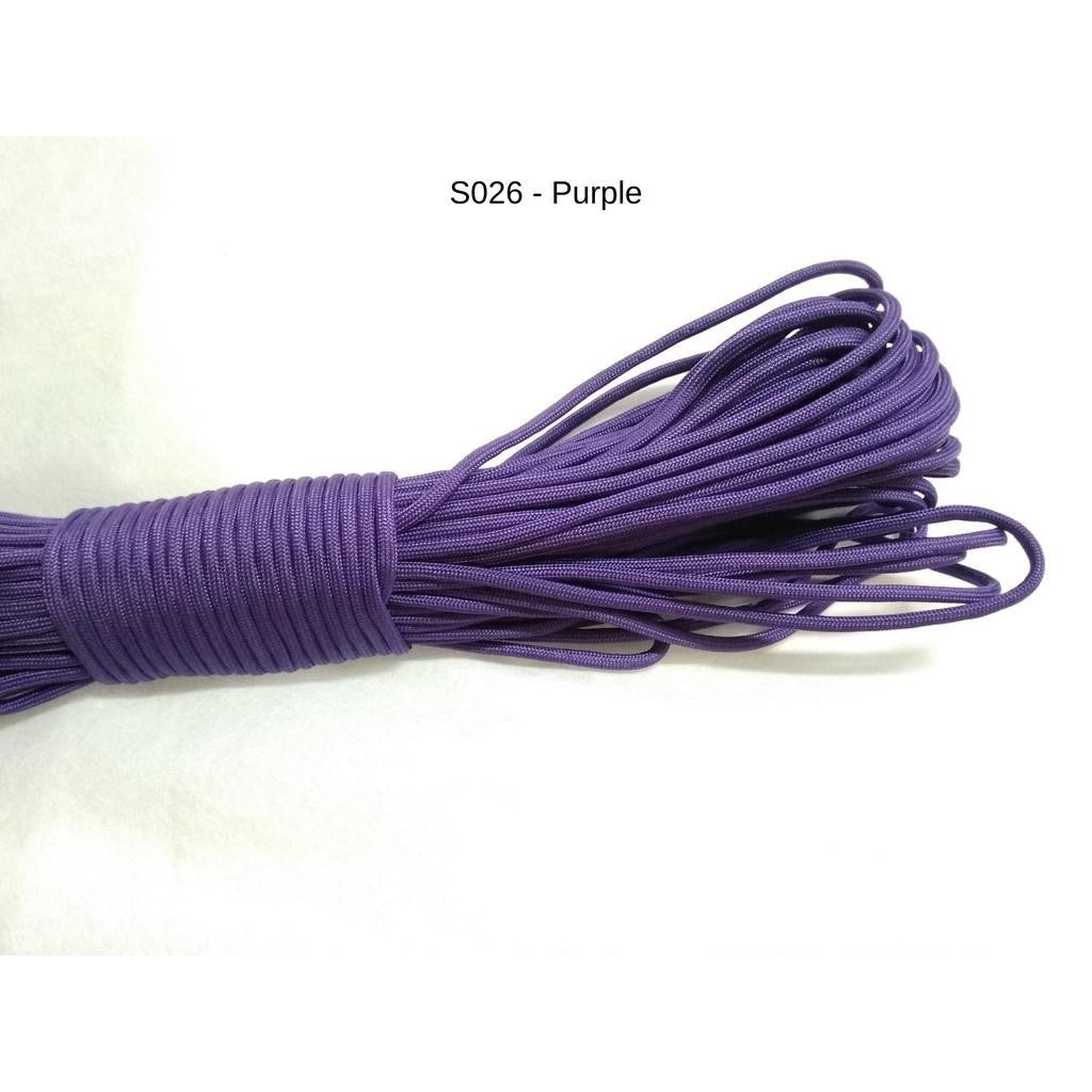 550 Paracord 100ft (30m) Solid Colours - Blues, Greens, Oranges, Yellows, Reds, Pinks, Purple, Black, White, Tacticals