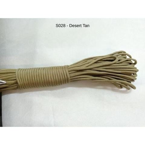 550 Paracord 100ft (30m) Solid Colours - Blues, Greens, Oranges, Yellows, Reds, Pinks, Purple, Black, White, Tacticals