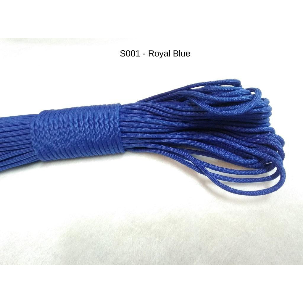 550 Paracord 100ft (30m) Solid Colours - Blues, Greens, Oranges, Yellows, Reds, Pinks, Purple, Black, White, Tacticals