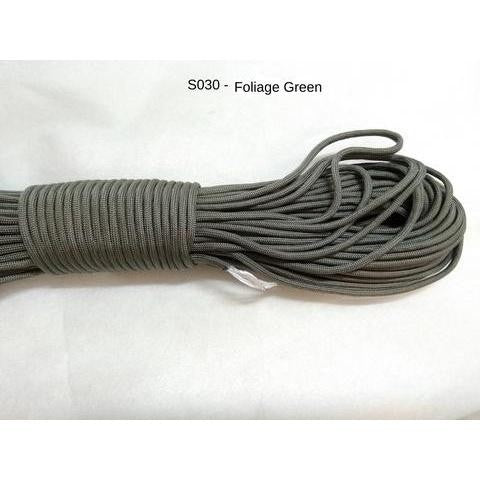 550 Paracord 100ft (30m) Solid Colours - Blues, Greens, Oranges, Yellows, Reds, Pinks, Purple, Black, White, Tacticals