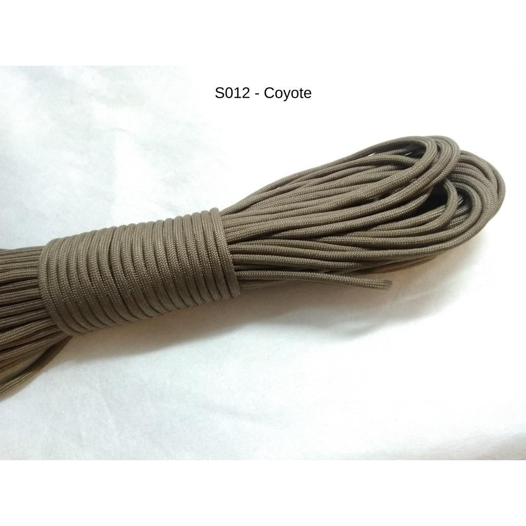 550 Paracord 100ft (30m) Solid Colours - Blues, Greens, Oranges, Yellows, Reds, Pinks, Purple, Black, White, Tacticals