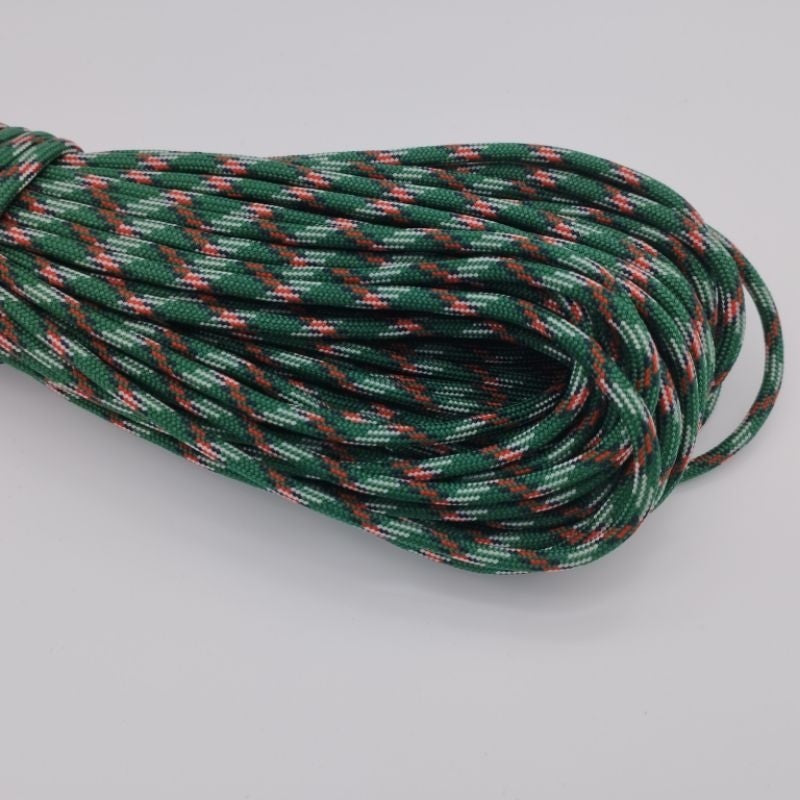 550 Paracord 100ft (30m) Yellow and Green Patterns - 4mm - 7 strand - SG Stock