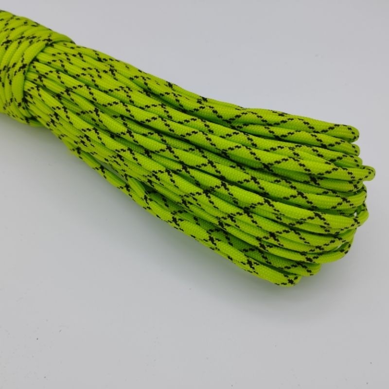 550 Paracord 100ft (30m) Yellow and Green Patterns - 4mm - 7 strand - SG Stock