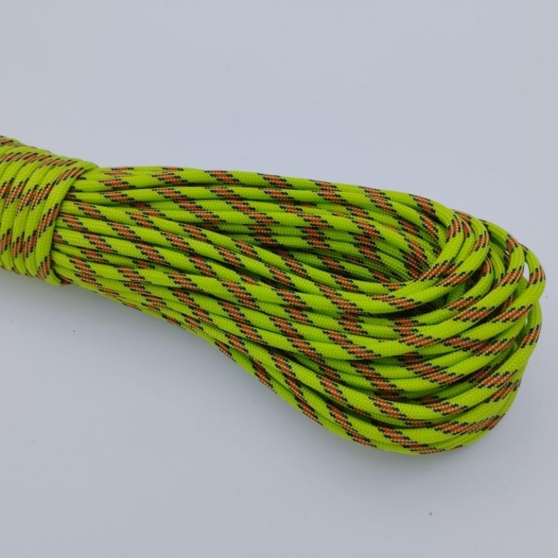 550 Paracord 100ft (30m) Yellow and Green Patterns - 4mm - 7 strand - SG Stock