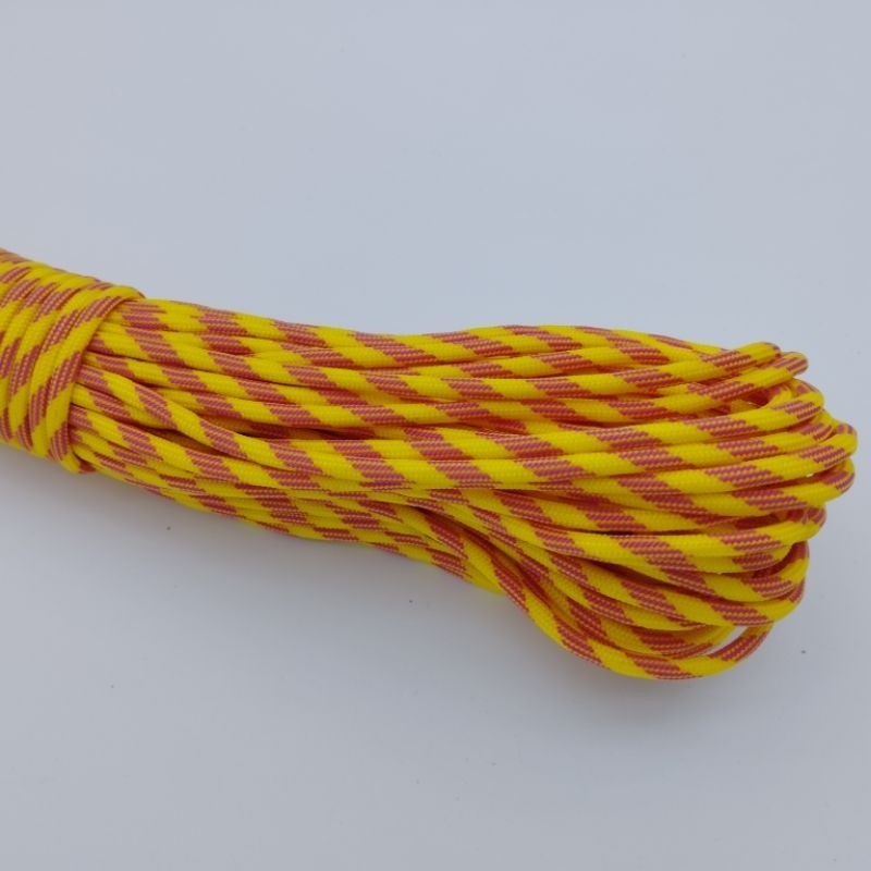 550 Paracord 100ft (30m) Yellow and Green Patterns - 4mm - 7 strand - SG Stock