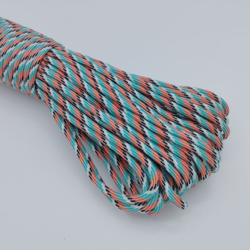 550 Paracord 100ft (30m) Yellow and Green Patterns - 4mm - 7 strand - SG Stock
