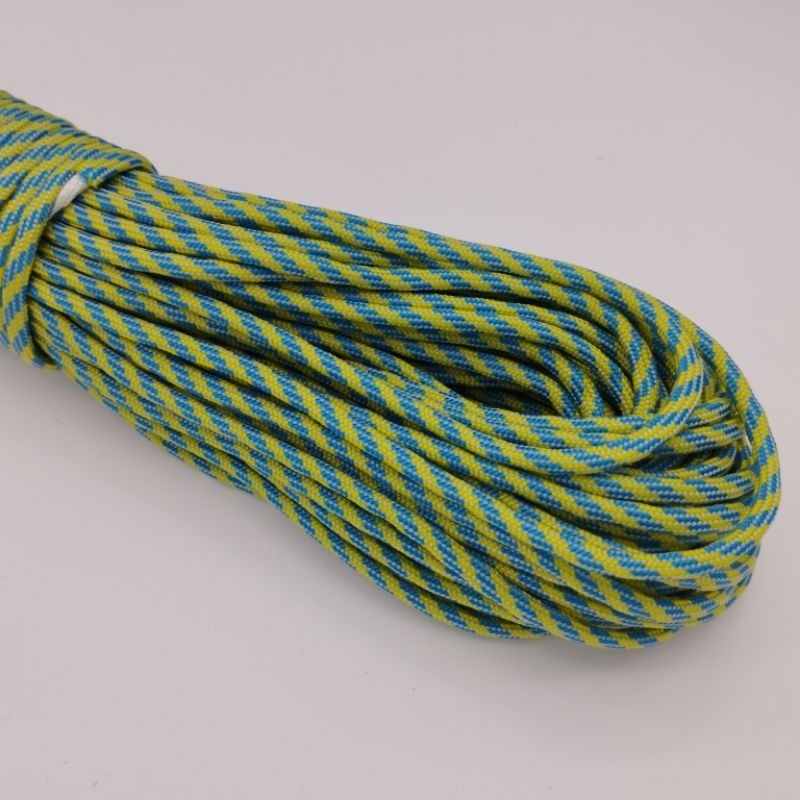 550 Paracord 100ft (30m) Yellow and Green Patterns - 4mm - 7 strand - SG Stock