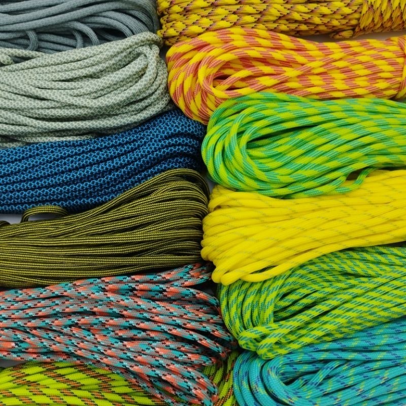 550 Paracord 100ft (30m) Yellow and Green Patterns - 4mm - 7 strand - SG Stock