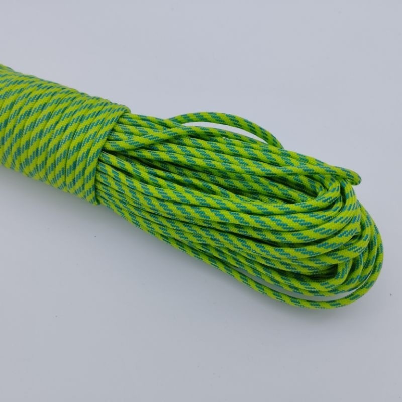 550 Paracord 100ft (30m) Yellow and Green Patterns - 4mm - 7 strand - SG Stock