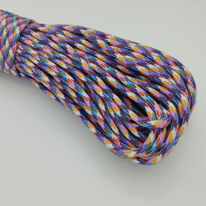550 Paracord 100ft Patterns - Blues, Grays & Multi-Colour (Rainbows) - 4mm - 7 strand - China Cord - SG Stock