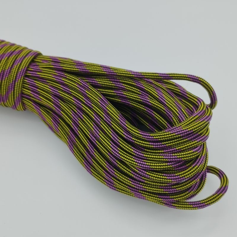 550 Paracord 100ft (30m) Yellow and Green Patterns - 4mm - 7 strand - SG Stock