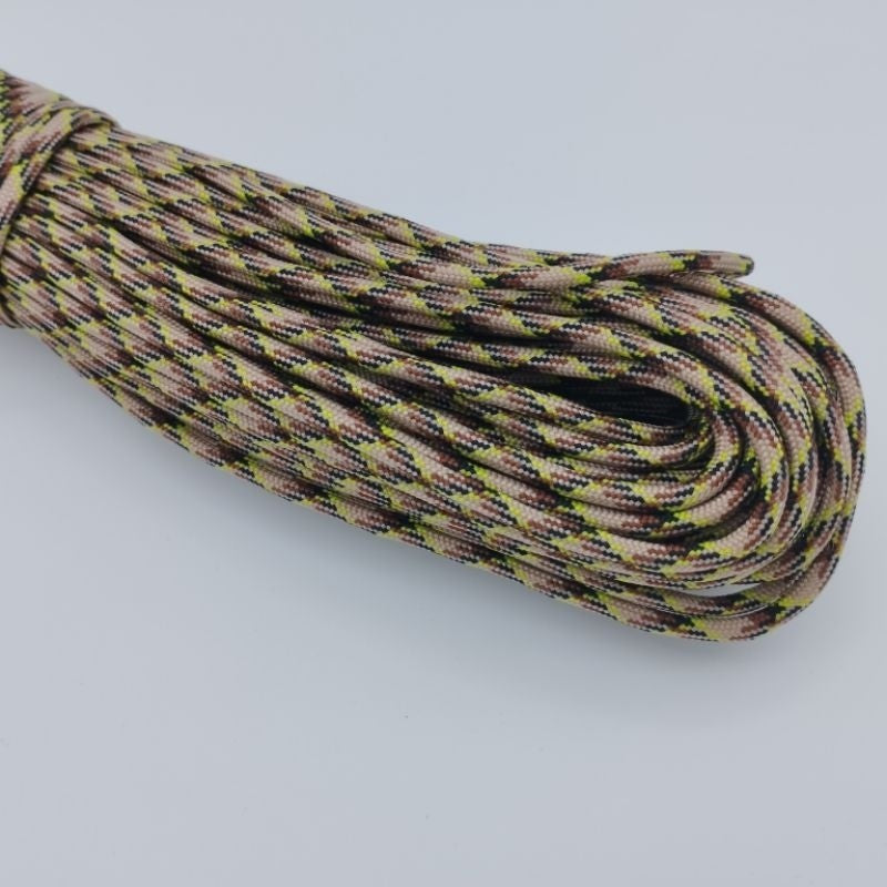 550 Paracord 100ft (30m) Camo Colours, Brown and Black Patterns - Camouflage - Tactical - 4mm - 7 strand - SG Stock
