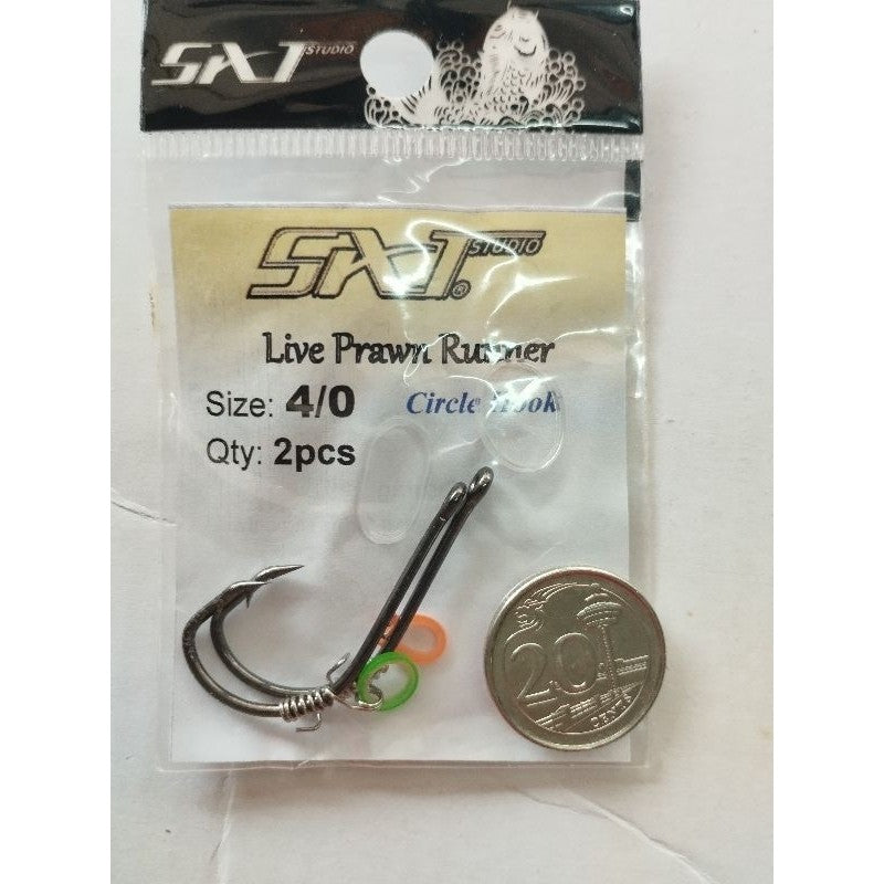 Salt Studio Live Prawn Runner Circle Hook Size 1/0 to 4/0 (Pack of 2)