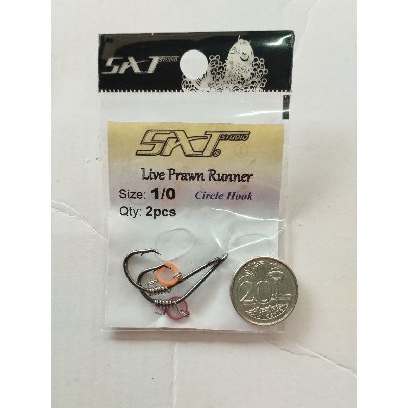Salt Studio Live Prawn Runner Circle Hook Size 1/0 to 4/0 (Pack of 2)