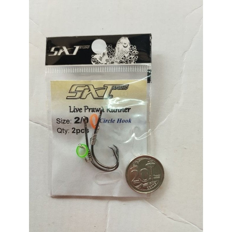 Salt Studio Live Prawn Runner Circle Hook Size 1/0 to 4/0 (Pack of 2)