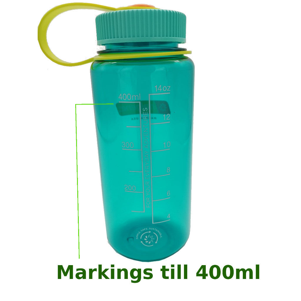 Nalgene 500ml Wide Mouth Water Bottles - 16oz - Tritan Sustain (Markings to 400ml, 500ml Volume to brim) WM