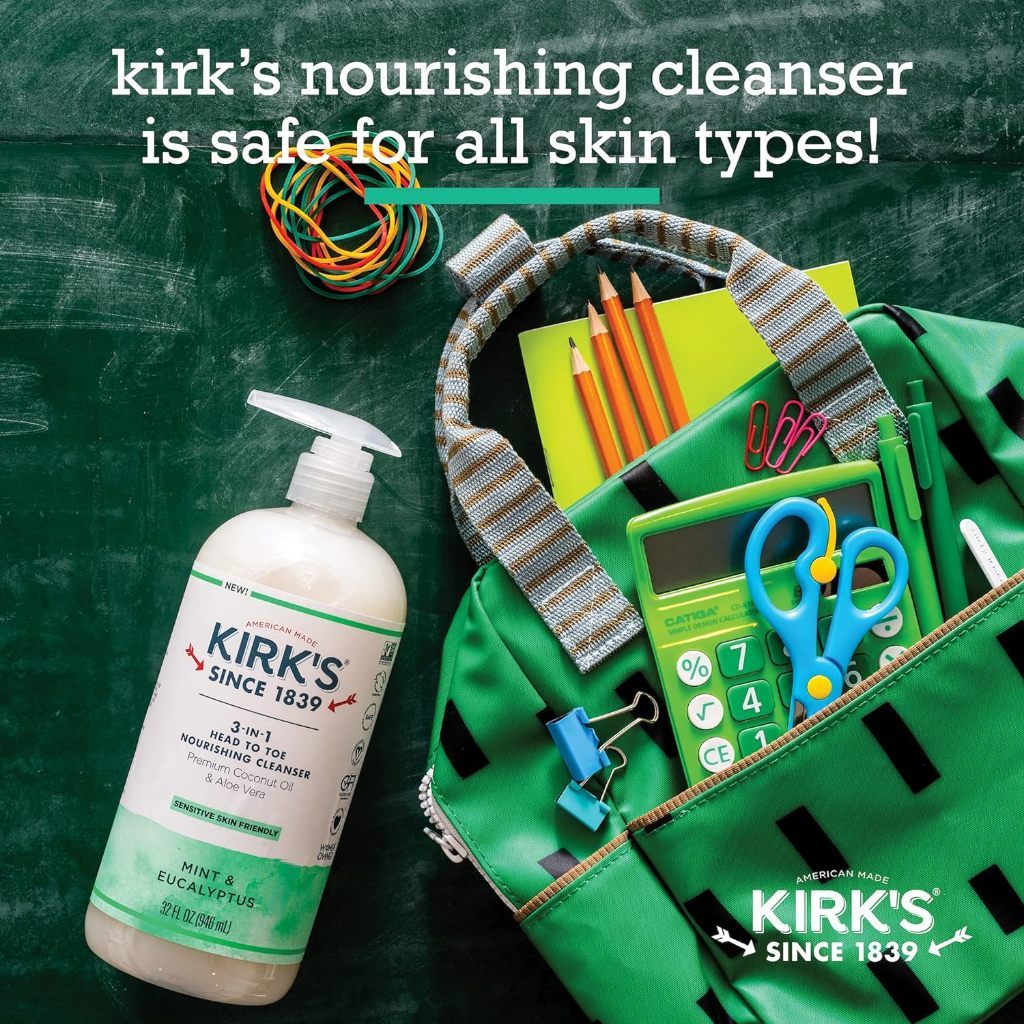 Kirk's 3-in-1 Castile Liquid Soap - Mint & Eucalyptus - Fragrence Free - Fresh Scent
