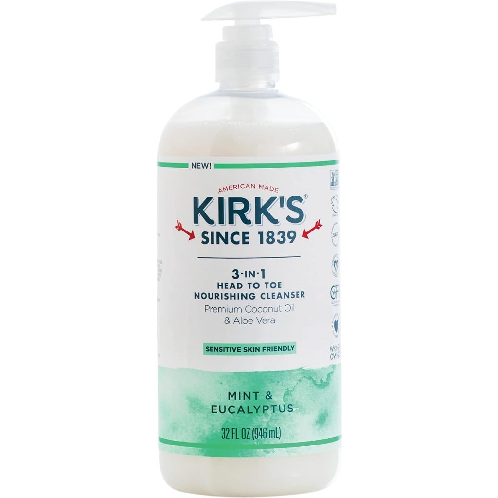 Kirk's 3-in-1 Castile Liquid Soap - Mint & Eucalyptus - Fragrence Free - Fresh Scent