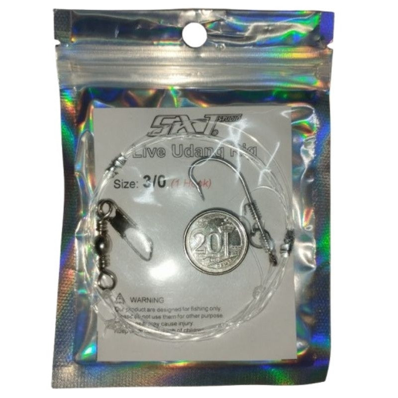 Live Prawn Runner Pre-tied Rig Hook Size 1/0 to 3/0 (Single Rig)