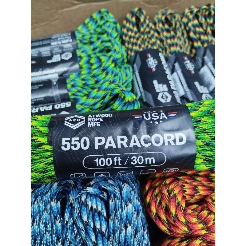 USA-Made Atwood 550 Paracord 30m Patterns Multi-Coloured 100ft