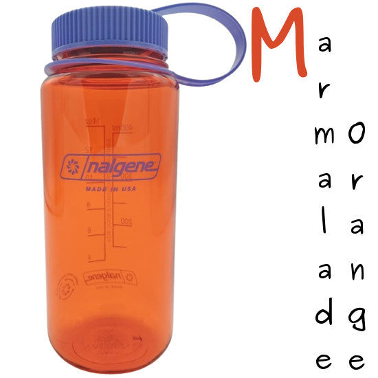 Nalgene 500ml Wide Mouth Water Bottles - 16oz - Tritan Sustain (Markings to 400ml, 500ml Volume to brim) WM