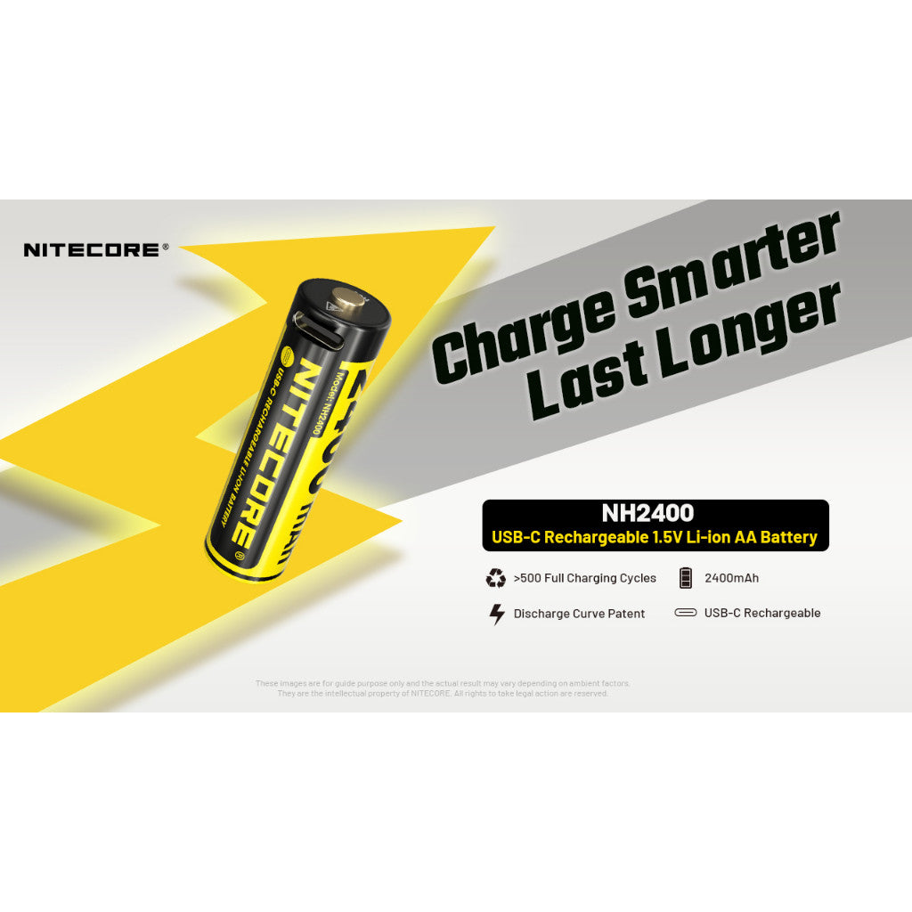 Nitecore NH2400 AA Recharable Battery (set of 4 with charger) - 2400mAh - 1.5V