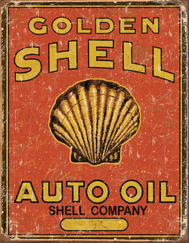 Golden Shell Auto Oil Tin Sign