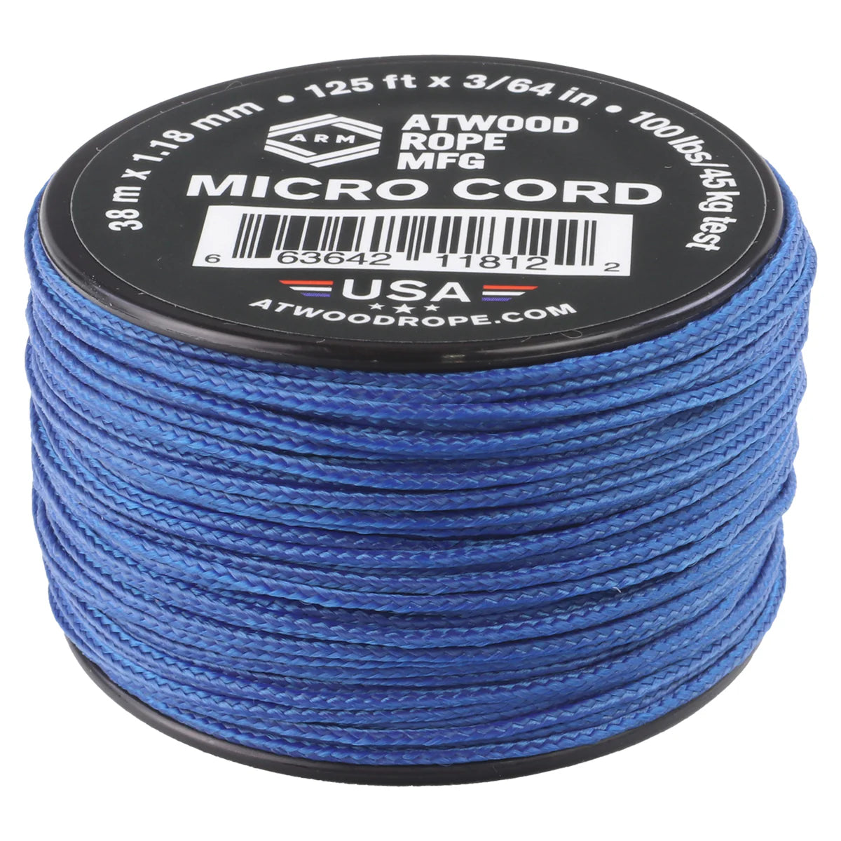 Atwood Micro Cord 1.18mm 38m - High Quality String - Made in USA - Breaks at 46kg - Braided Rope on Spool