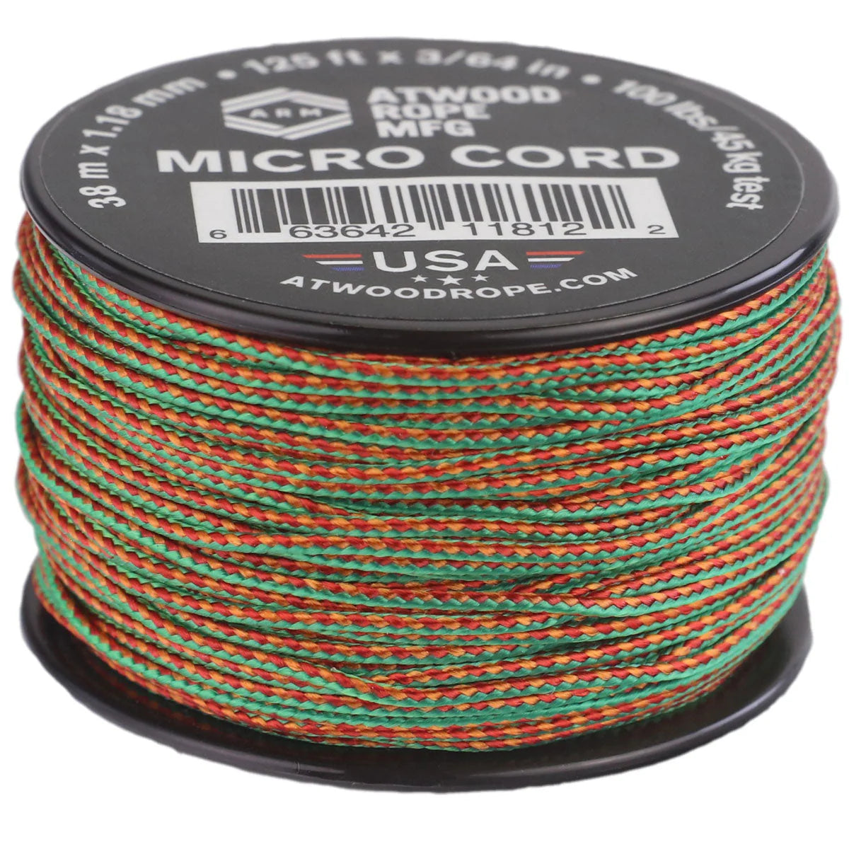 Atwood Micro Cord 1.18mm 38m - High Quality String - Made in USA - Breaks at 46kg - Braided Rope on Spool