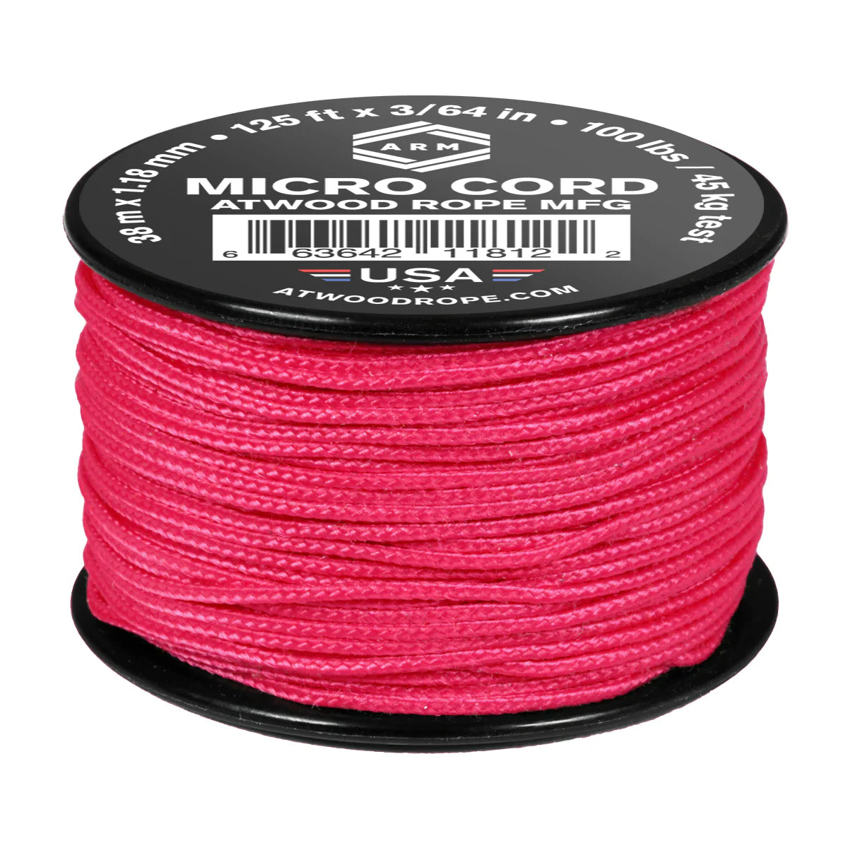 Atwood Micro Cord 1.18mm 38m - High Quality String - Made in USA - Breaks at 46kg - Braided Rope on Spool