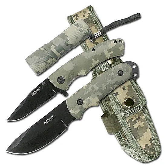 M-tech Camo Knives Set with Torch Light MT-473