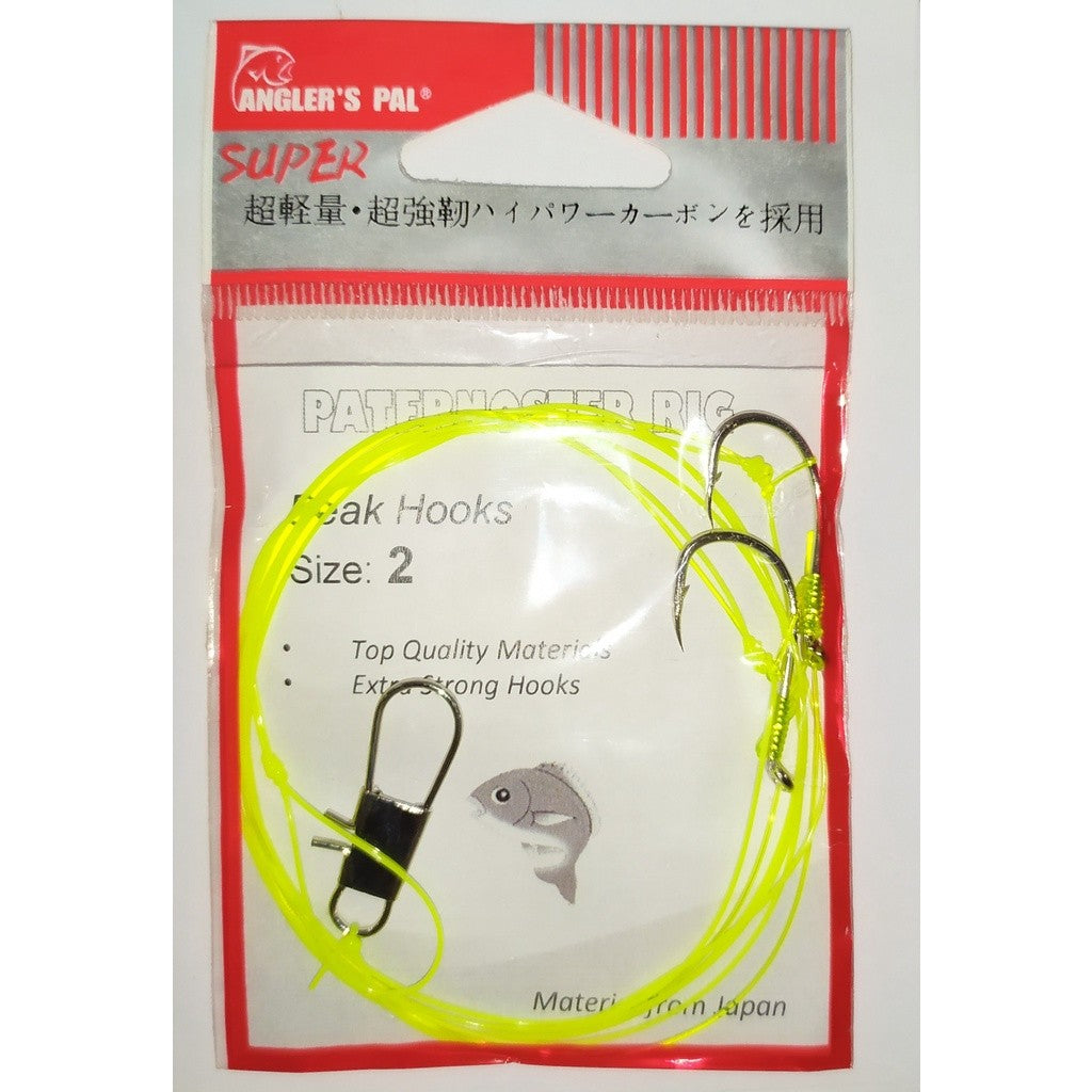 Technic Paternoster 2 Beak Hooks Pre-tied Rig - Sizes 6 to 2/0 - FC Line - Components made in Japan