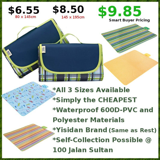 Picnic Mat - Beach Waterproof Camping Folding Travel Largest In Market (195x200cm & 145x200cm) - SG Stock