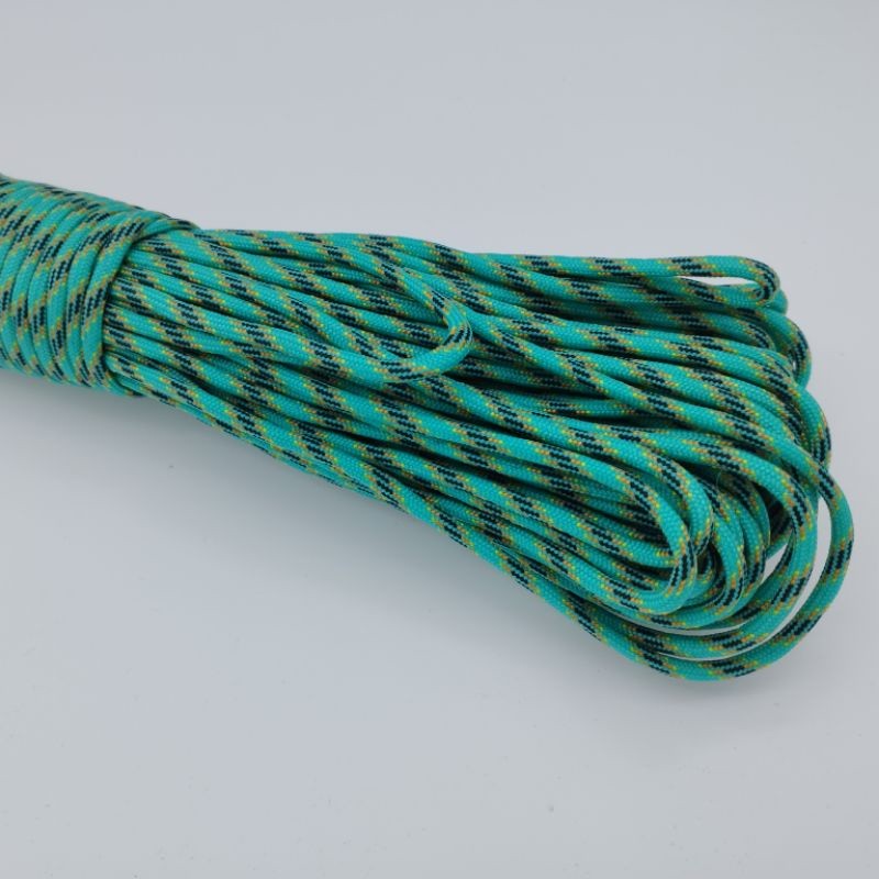 550 Paracord 100ft (30m) Yellow and Green Patterns - 4mm - 7 strand - SG Stock