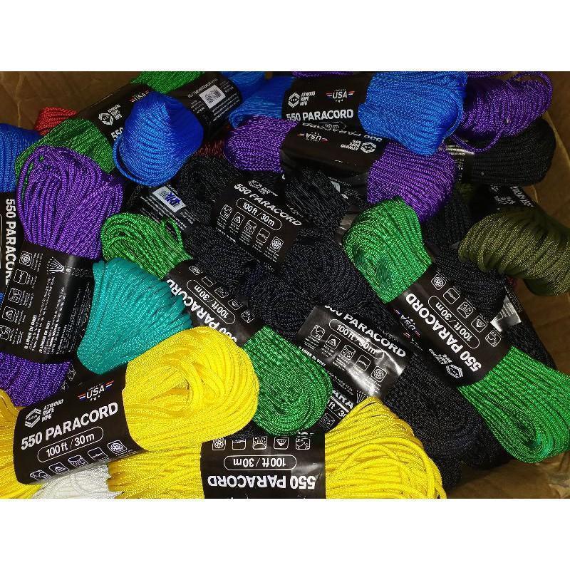 USA-Made Atwood 550 Paracord Solid Colours 30m 4mm 7-Strand 100 feet