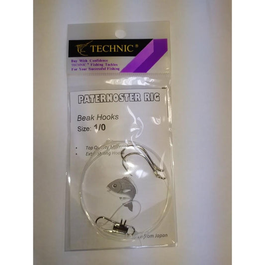 Technic Paternoster 2 Beak Hooks Pre-tied Rig - Sizes 6 to 2/0 - FC Line - Components made in Japan