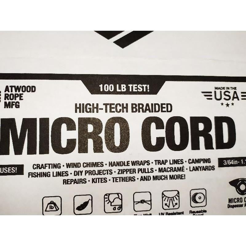 Atwood Micro Cord 1.18mm 38m - High Quality String - Made in USA - Breaks at 46kg - Braided Rope on Spool