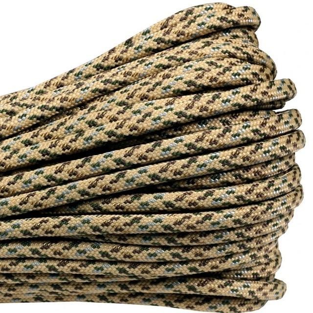 Atwood 550 Paracord - Camo Colours - 30m (100ft) length - 4mm - Made in USA - 7 Strand Core - Greens, Desert, Arctic