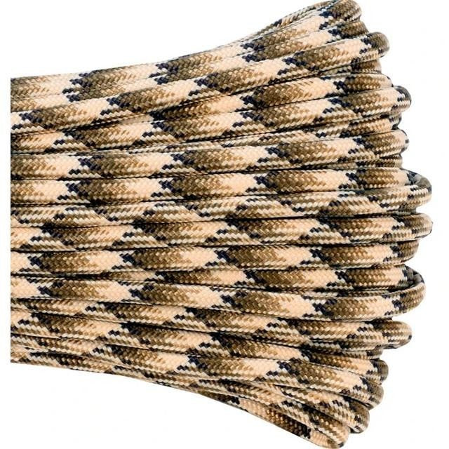 Atwood 550 Paracord - Camo Colours - 30m (100ft) length - 4mm - Made in USA - 7 Strand Core - Greens, Desert, Arctic