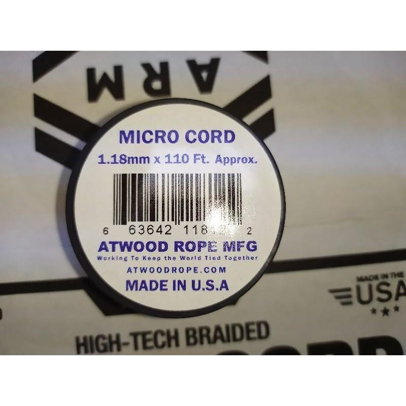 Atwood Micro Cord 1.18mm 38m - High Quality String - Made in USA - Breaks at 46kg - Braided Rope on Spool
