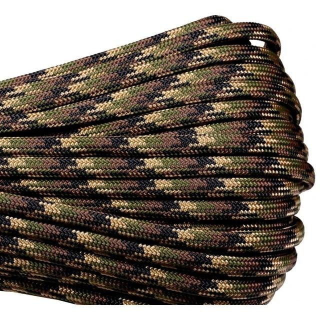 Atwood 550 Paracord - Camo Colours - 30m (100ft) length - 4mm - Made in USA - 7 Strand Core - Greens, Desert, Arctic