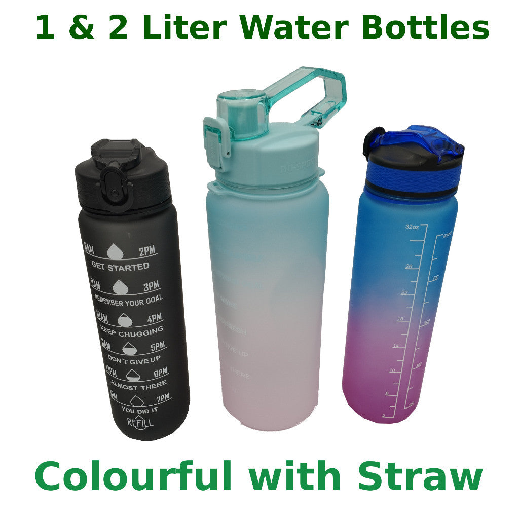 SG Cheapest 1L & 2L Water Bottle with Straw - School, Sports, Daily Use - BPA Free Waterbottle