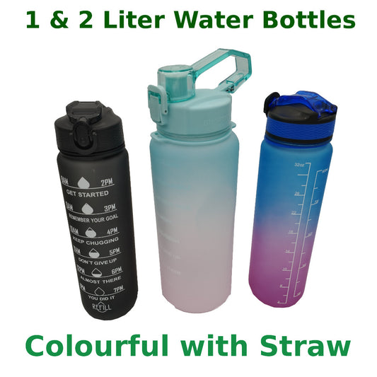 SG Cheapest 1L & 2L Water Bottle with Straw - School, Sports, Daily Use - BPA Free Waterbottle