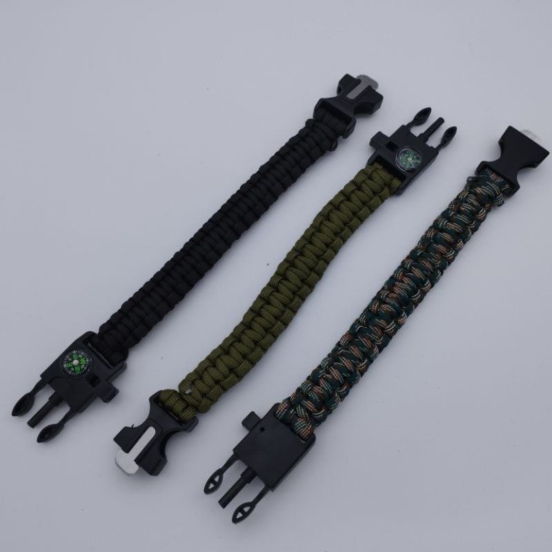 Paracord Bracelet with Survival Buckle 10inches / 25.5cm - Compass, Fire Starter, Whistle