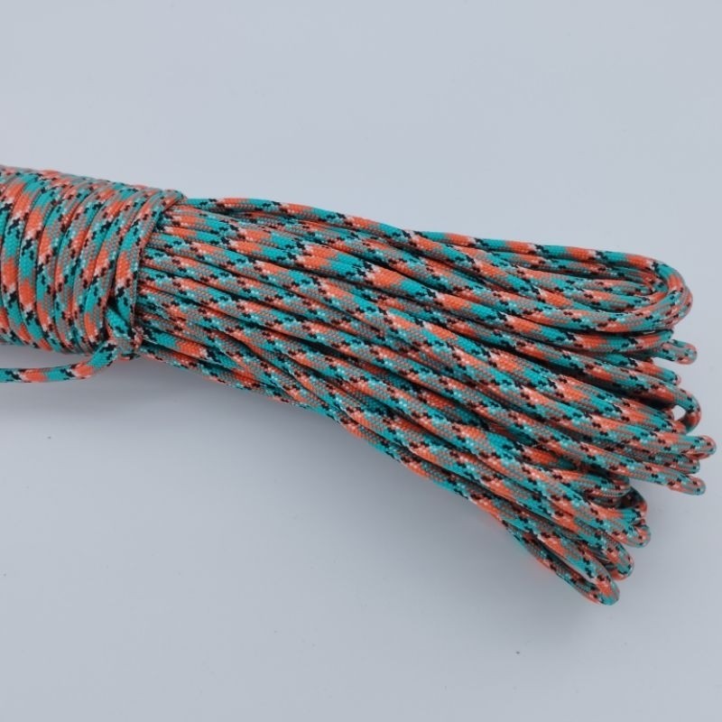 550 Paracord 100ft (30m) Yellow and Green Patterns - 4mm - 7 strand - SG Stock