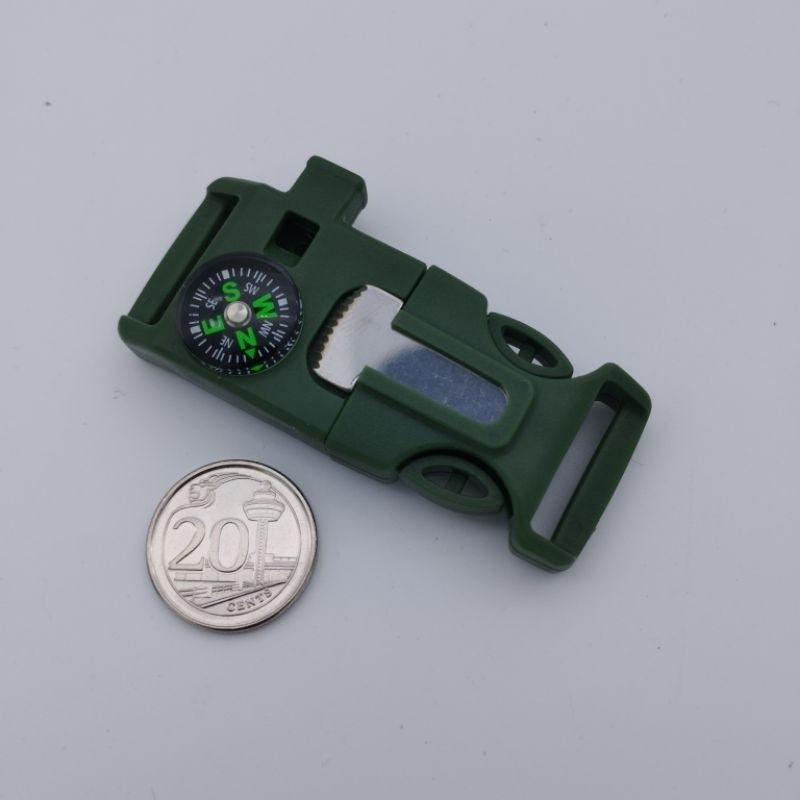 Paracord Survival Buckle - Whistle, Compass, Fire Starter